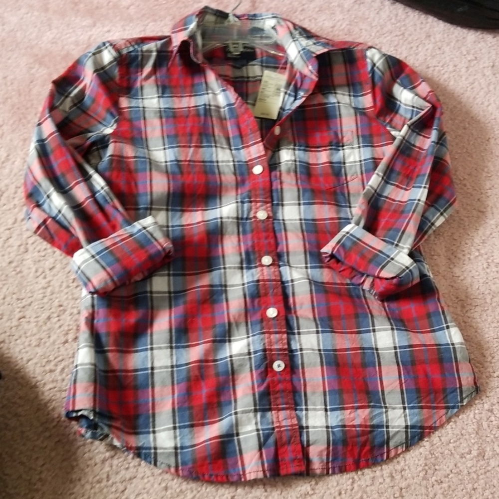 american eagle plaid blouse